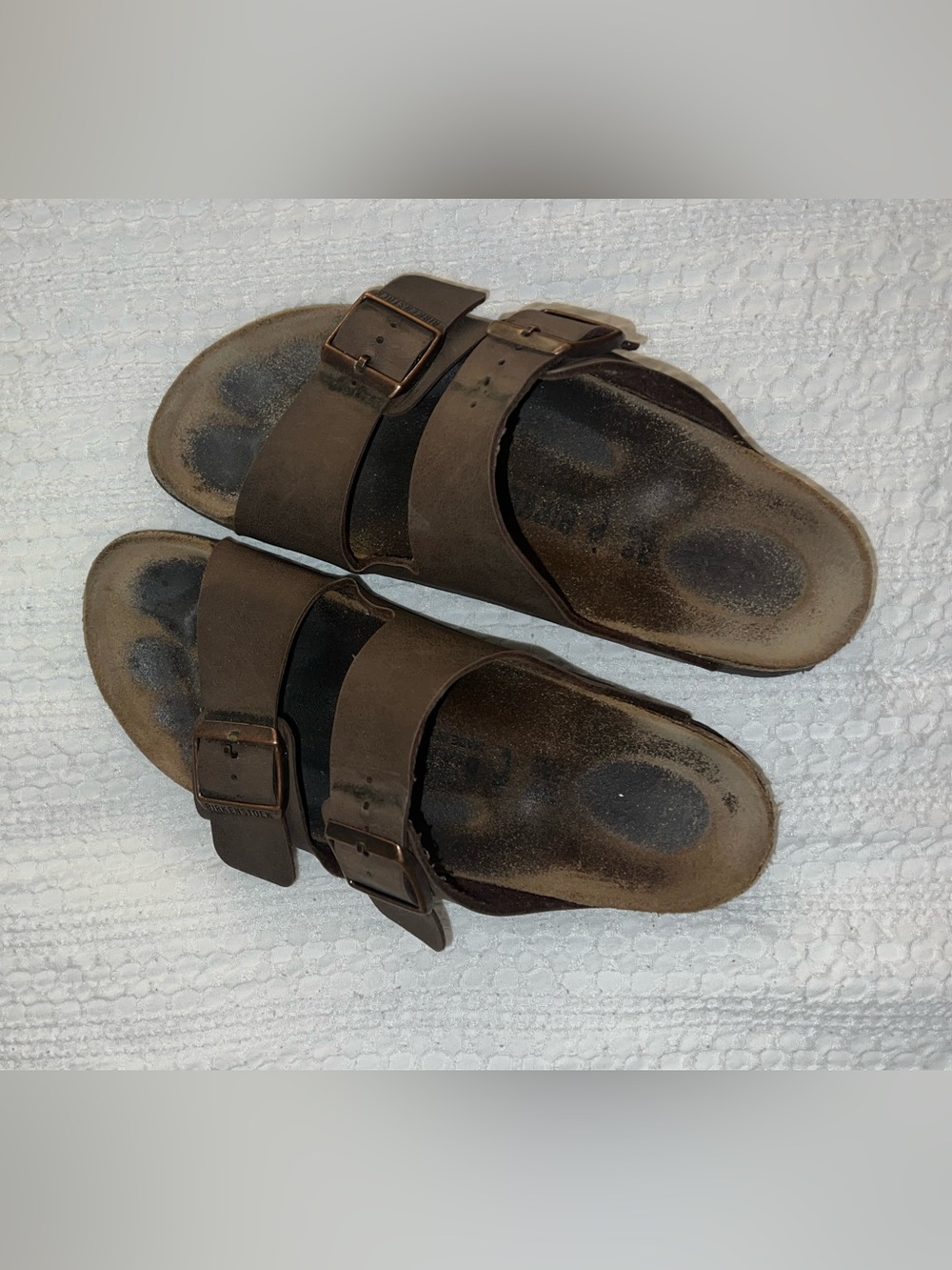 Birkenstock Brown Two-Strap Sandals with Buckles